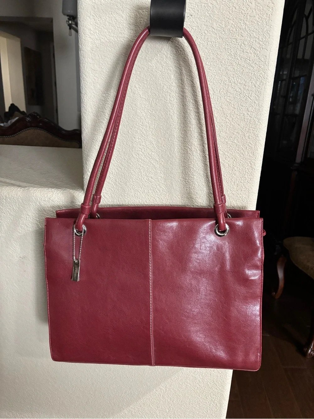 Sag Harbor Rose Red Leather Satchel